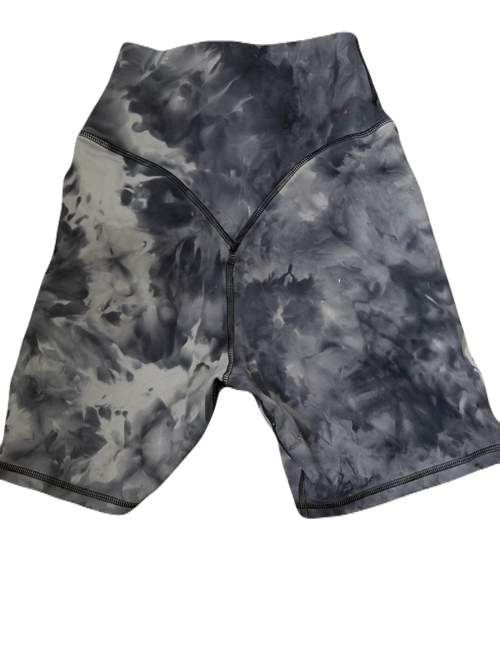 Tie-Dye High-Waist Biker Shorts - Gray/Black